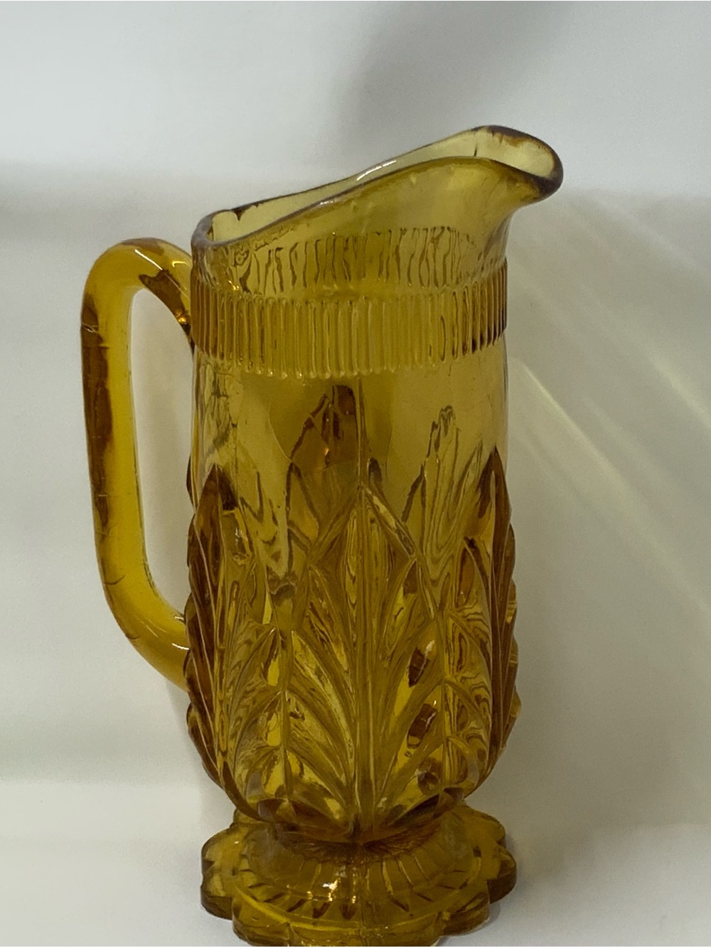 Vintage Anchor Hocking Rainflower Amber Glass Pitcher
